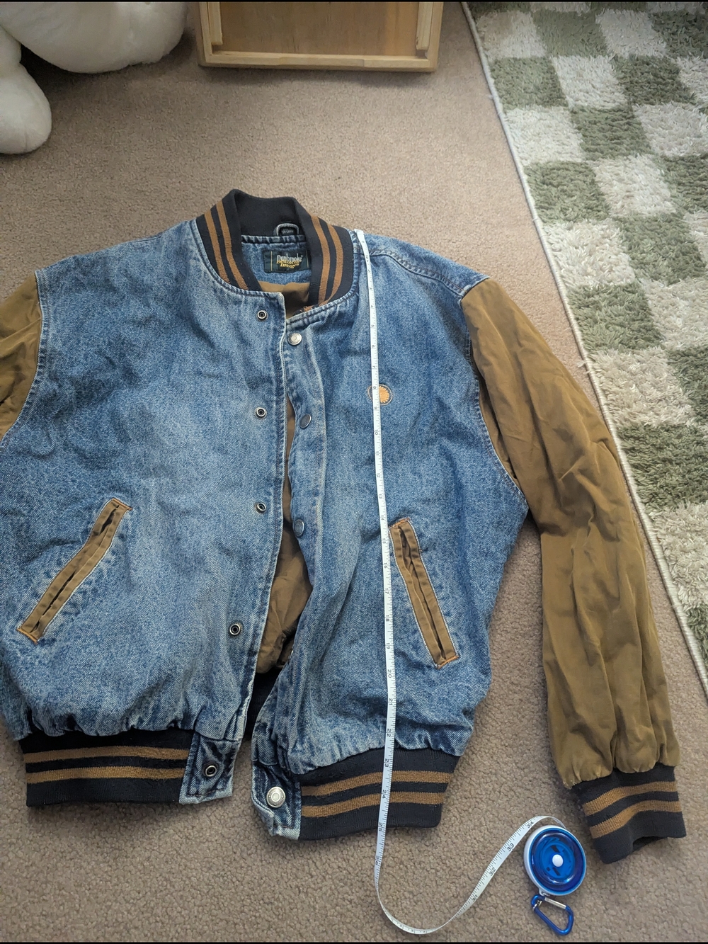 Dunbrooke Two-Tone Denim Bomber Jacket in Blue and Brown - Picture 4 of 12
